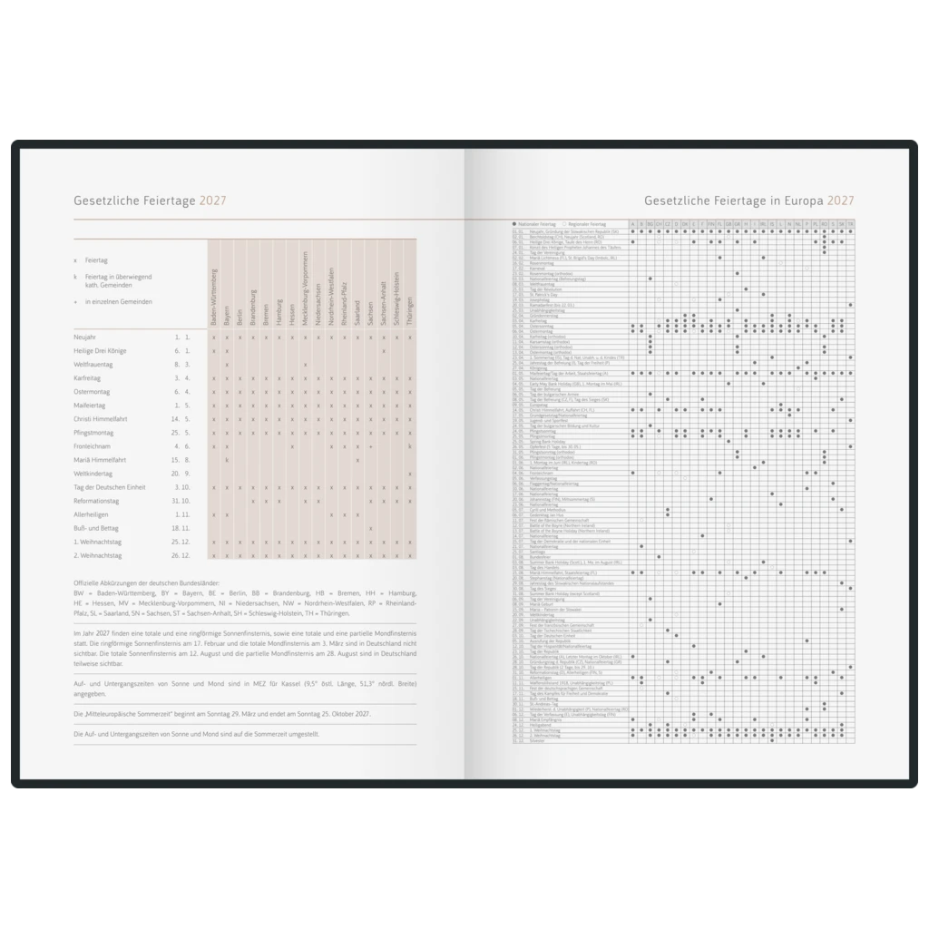 Buchkalender Premium Young Line 2027 „Monstera“ | A5, Papier