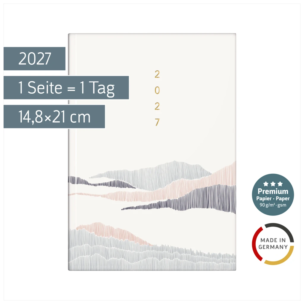 Buchkalender Premium Young Line 2027 „Simple“ | A5, Papier