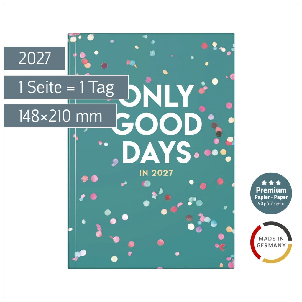 Buchkalender Premium Young Line 2027 „Confetti“ | A5, Papier