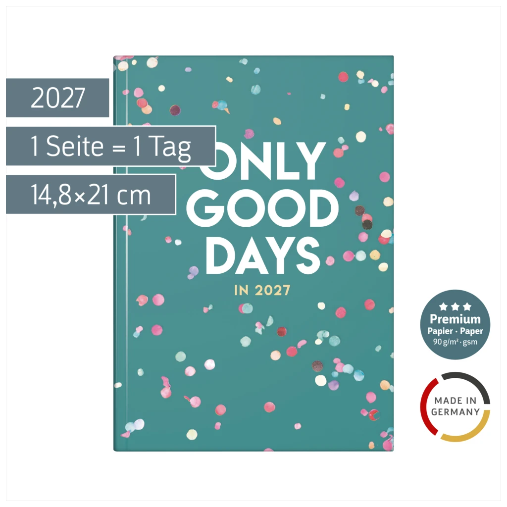 Buchkalender Premium Young Line 2027 „Confetti“ | A5, Papier