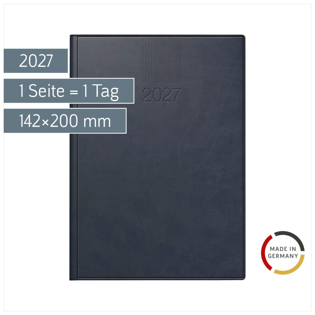 Buchkalender Mod. ROMA 1 2027 | A5, Kunstleder, blau