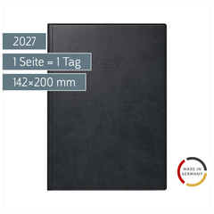 Buchkalender Mod. ROMA 1 2027 | A5, Kunstleder, schwarz