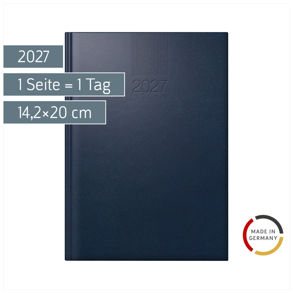 Buchkalender Mod. ROMA 1 2027 | A5, Kunststoff, dunkelblau