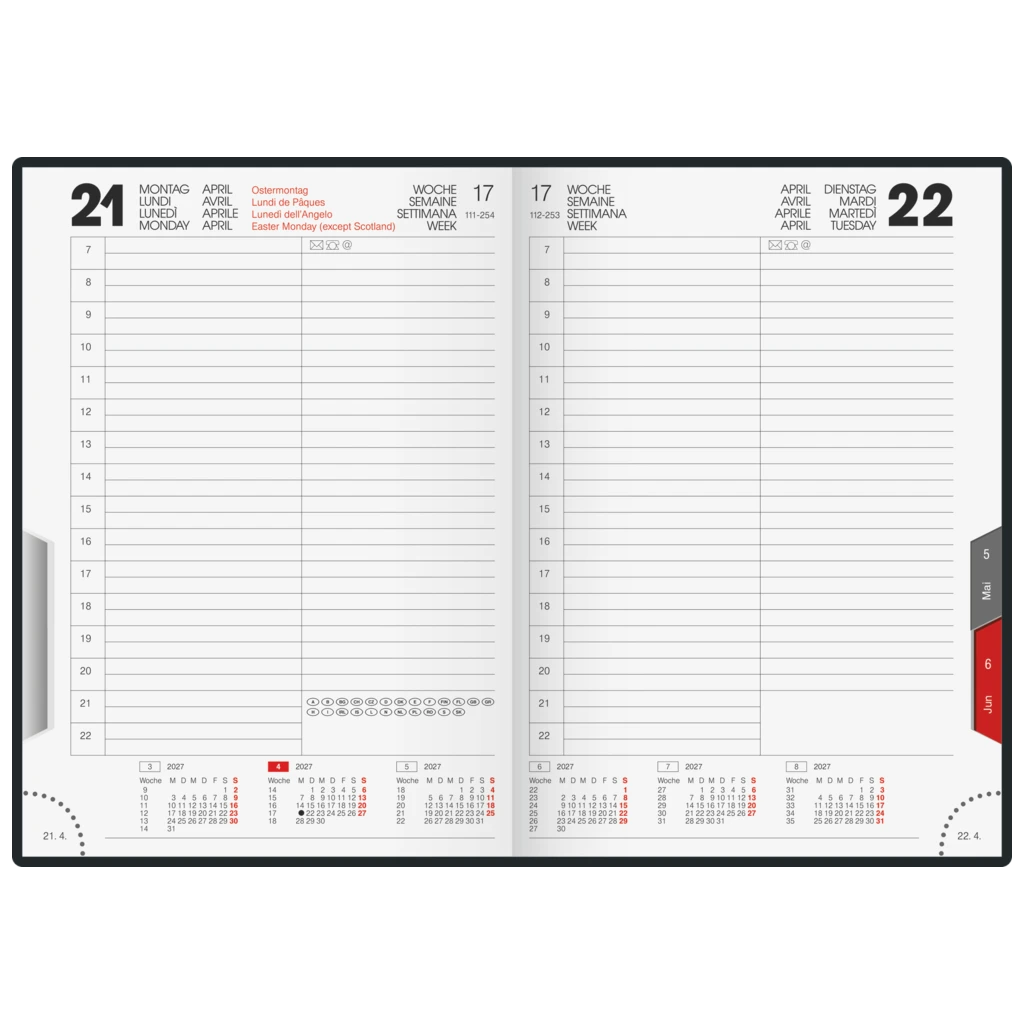 Buchkalender Mod. ROMA 1 2027 | A5, Kunststoff, dunkelblau
