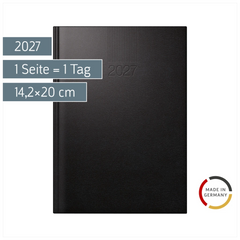 Buchkalender Mod. ROMA 1 2027 | A5, Kunststoff, schwarz