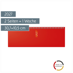 Querterminbuch Mod. ac-Wochenquerterminer 2027 | 30,7×10,5 cm, Kunststoff, rot