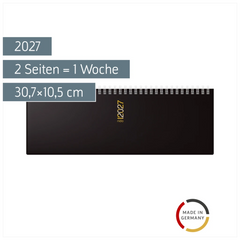 Querterminbuch Mod. ac-Wochenquerterminer 2027 | 30,7×10,5 cm, Kunststoff, schwarz