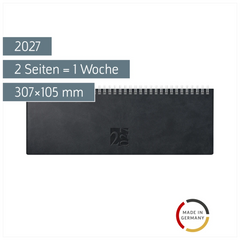 Querterminbuch Mod. ac-Wochenquerterminer 2027 | 307×105 mm, Kunstleder, schwarz