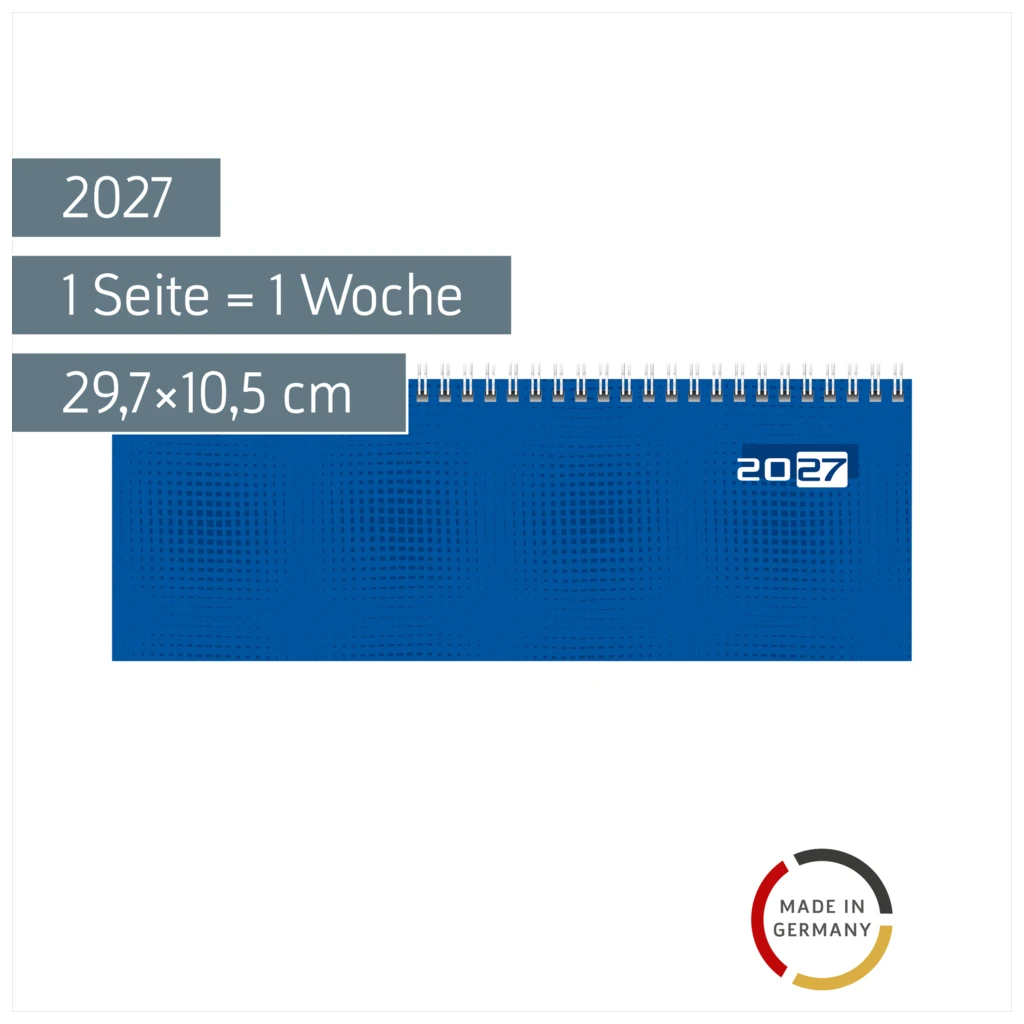 Querterminbuch Mod. semana 2027 | 29,7×10,5 cm, Karton, blau