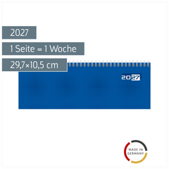Querterminbuch Mod. semana 2027 | 29,7×10,5 cm, Karton, blau
