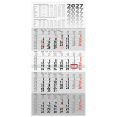 4-Monatskalender 2027 | grau, 30×63 cm