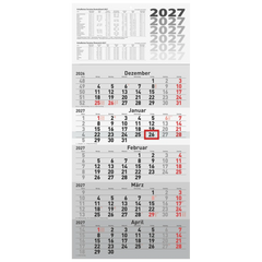 5-Monatskalender 2027 | grau, 30×63 cm