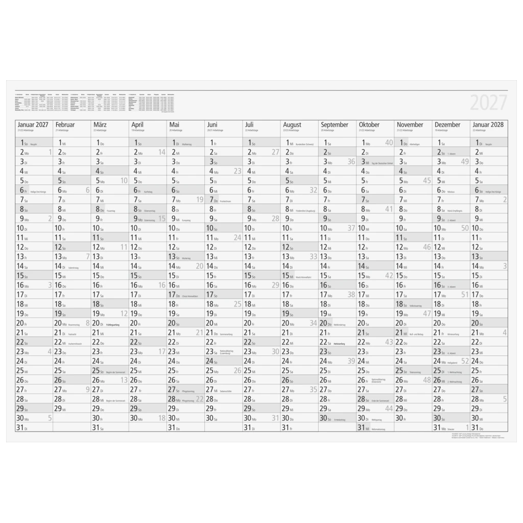 Plakatkalender Mod. young design PLUS 2027 | 86×61 cm