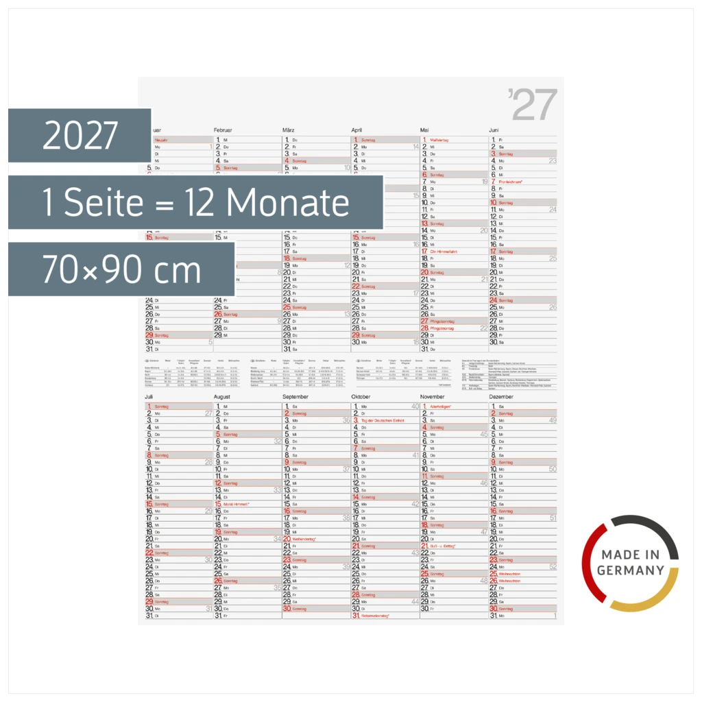 Plakatkalender Mod. Vertikal 2027 | 70×90 cm