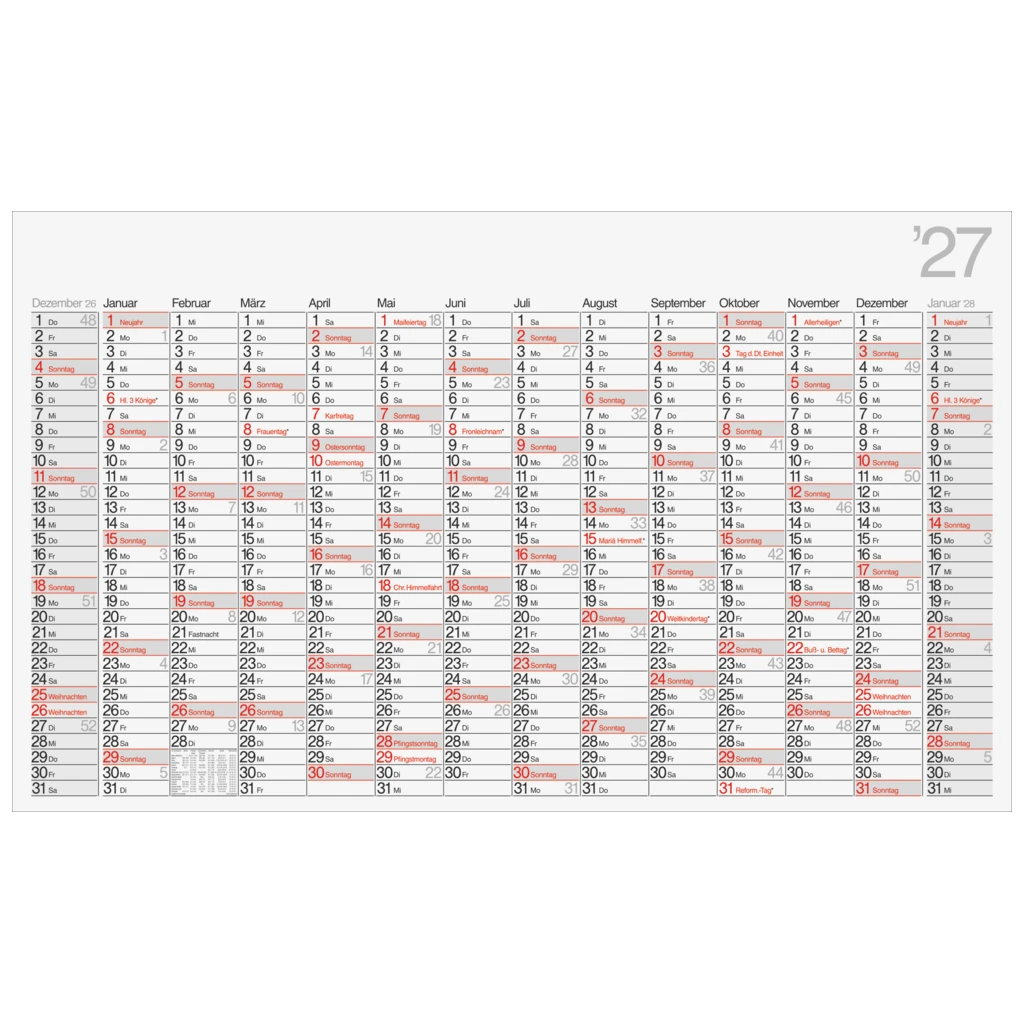 Plakatkalender Mod. Office II 2027 | 1140×685 mm