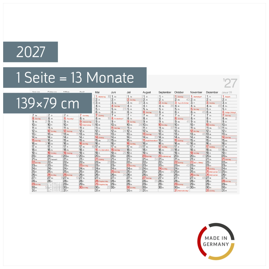 Plakatkalender Mod. young design XL 2027 | 139×79 cm