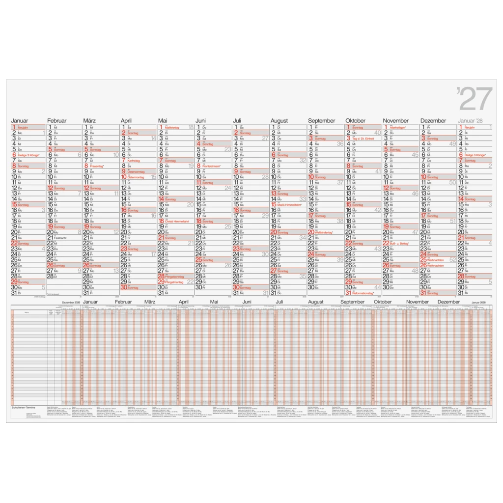 Plakatkalender Mod. Kombi 2027 | 98×68,5 cm