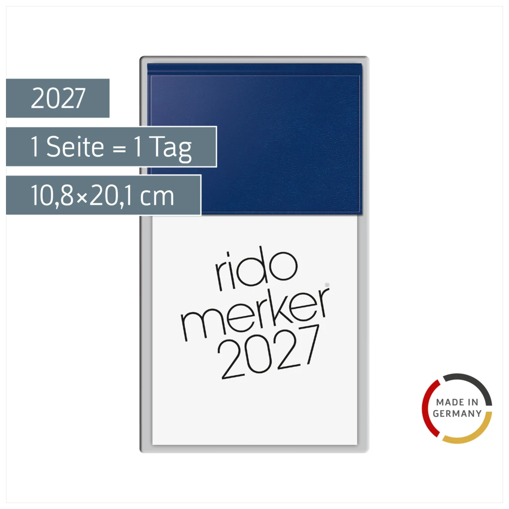 Vormerkbuch Mod. Merker 2027 | 10,8×20,1 cm, Kunststoff, dunkelblau