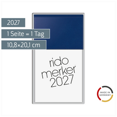 Vormerkbuch Mod. Merker 2027 | 10,8×20,1 cm, Kunststoff, dunkelblau