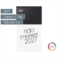 Vormerkbuch Mod. Merker 2027 | 10,8×20,1 cm, Kunststoff, schwarz