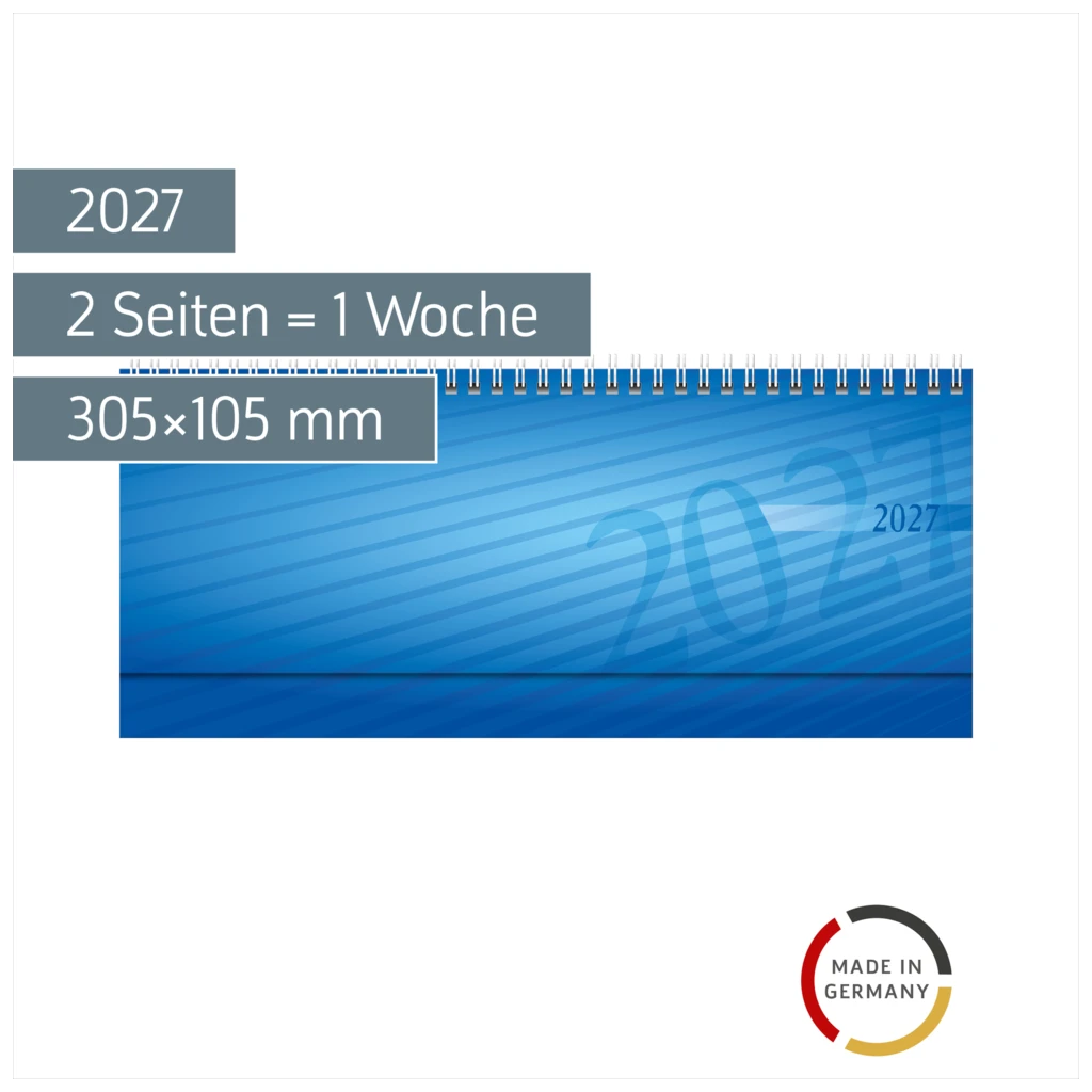 Querterminbuch Mod. septant 2027 | 305×105 mm, Kunststoff, blau