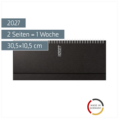 Querterminbuch Mod. septant 2027 | 30,5×10,5 cm, Kunststoff, schwarz