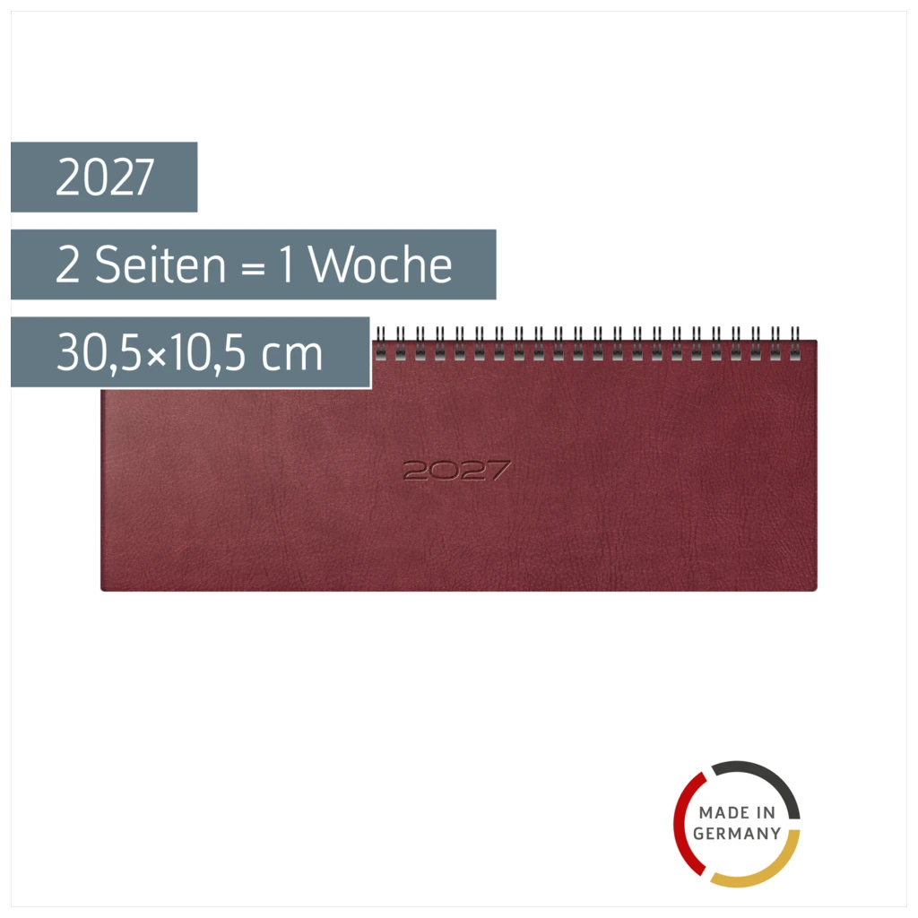 Querterminbuch Mod. septant 2027 | 30,5×10,5 cm, Kunstleder, braun