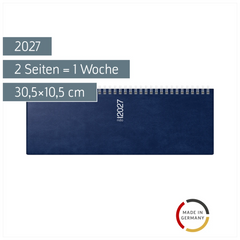 Querterminbuch Mod. septant 2027 | 30,5×10,5 cm, Kunststoff, dunkelblau