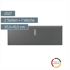 Querterminbuch Mod. septant 2027 | 30,5×10,5 cm, Kunststoff, grau