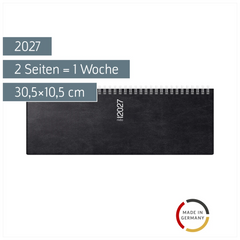 Querterminbuch Mod. septant 2027 | 30,5×10,5 cm, Kunststoff, schwarz