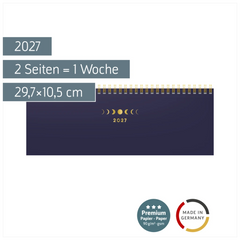 Querterminbuch Premium Young Line 2027 „Moon“ | 29,7×10,5 cm, Papier