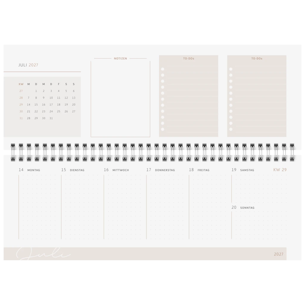 Querterminbuch Premium Young Line 2027 „Monstera“ | 29,7×10,5 cm, Papier
