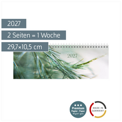 Querterminbuch Premium Young Line 2027 „Greeny“ | 29,7×10,5 cm, Papier