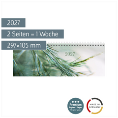 Querterminbuch Premium Young Line 2027 „Greeny“ | 297×105 mm, Papier