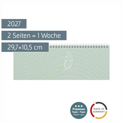 Querterminbuch Premium Young Line 2027 „Feather“ | 29,7×10,5 cm, Textil