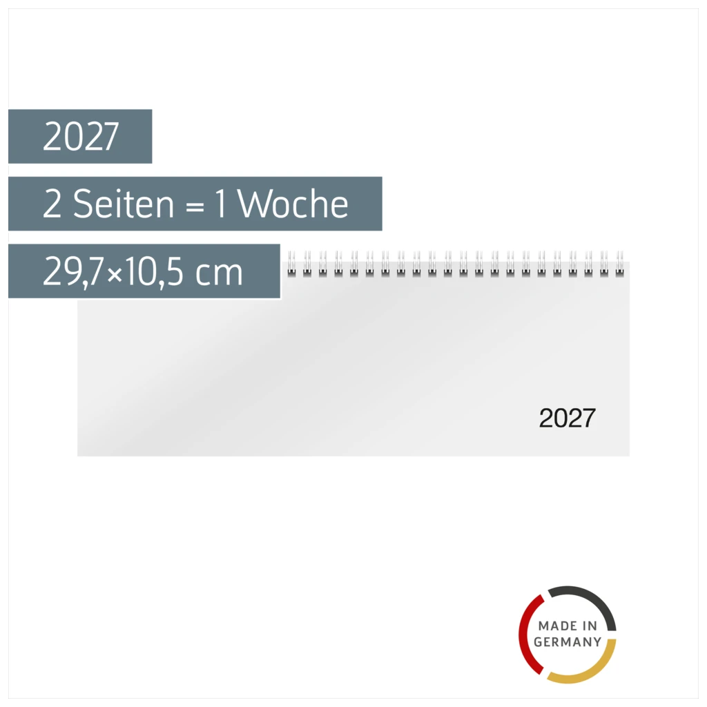 Querterminbuch Mod. Sequenz 2027 | 29,7×10,5 cm, Karton, weiß