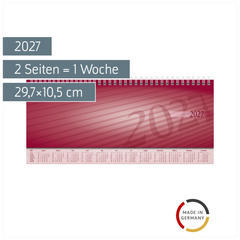 Querterminbuch Mod. Sequenz 2027 | 29,7×10,5 cm, Karton, bordeaux