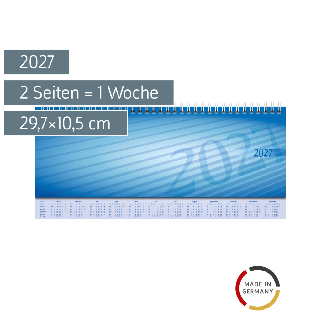 Querterminbuch Mod. Sequenz 2027 | 29,7×10,5 cm, Karton, blau