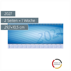Querterminbuch Mod. Sequenz 2027 | 29,7×10,5 cm, Karton, blau