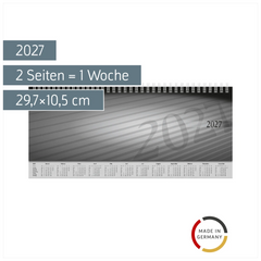 Querterminbuch Mod. Sequenz 2027 | 29,7×10,5 cm, Karton, schwarz