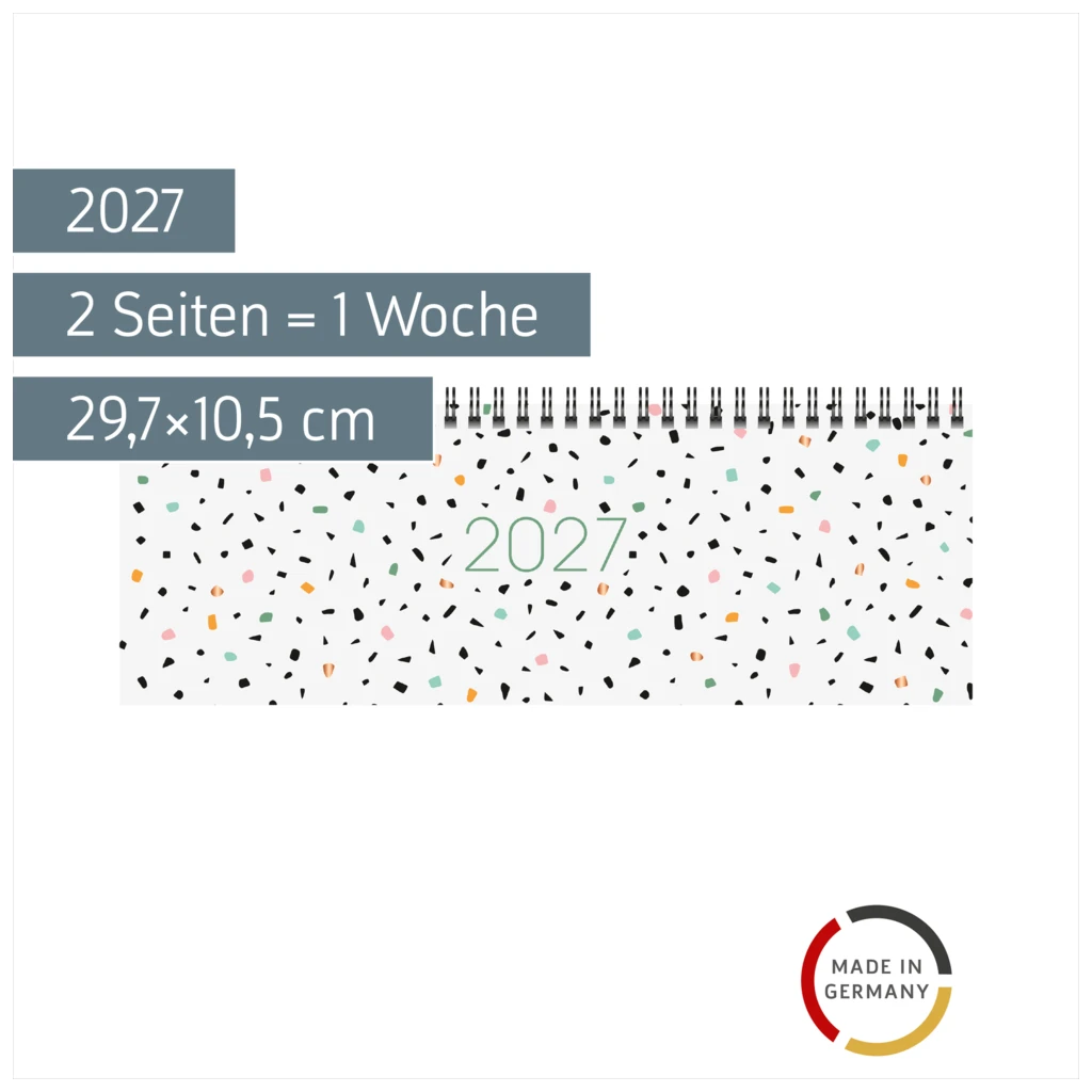 Querterminbuch Mod. Sequenz 2027 „Confetti“ | 29,7×10,5 cm, Karton