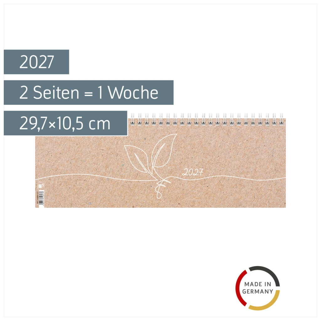 Querterminbuch 2027 „Nature“ | 29,7×10,5 cm, Karton