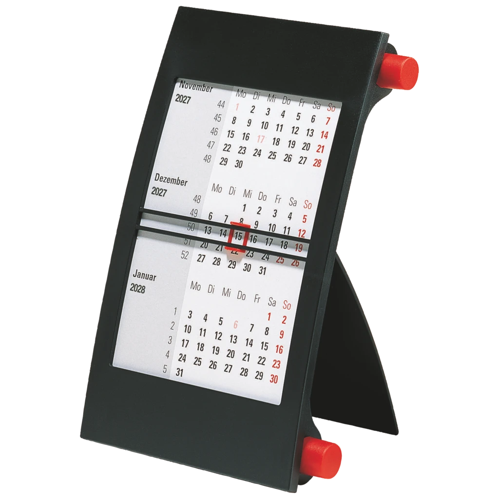 3-Monats-Tischkalender 2027 | 9×12 cm, rot/schwarz
