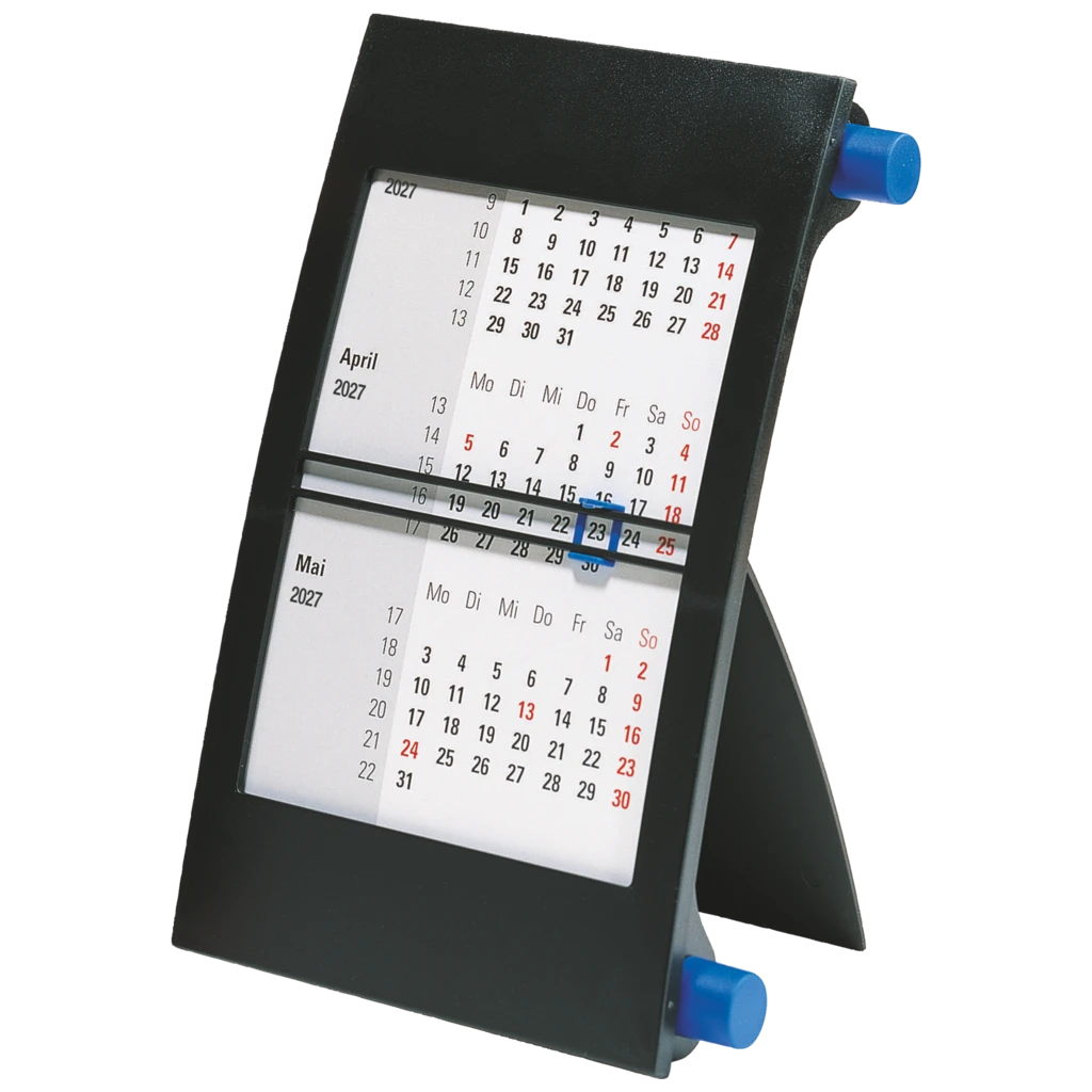 3-Monats-Tischkalender 2027 | 9×12 cm, blau/schwarz