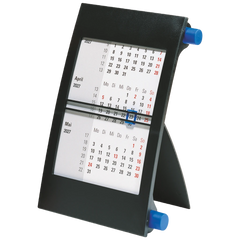 3-Monats-Tischkalender 2027 | 9×12 cm, blau/schwarz