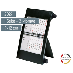 3-Monats-Tischkalender 2027 | 9×12 cm, schwarz