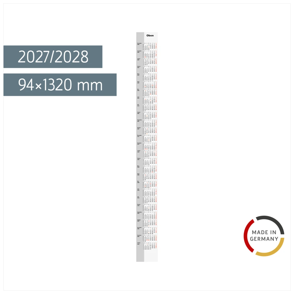 2-Jahres-Ersatzkalendarium 2027/2028 | 94×1320 mm