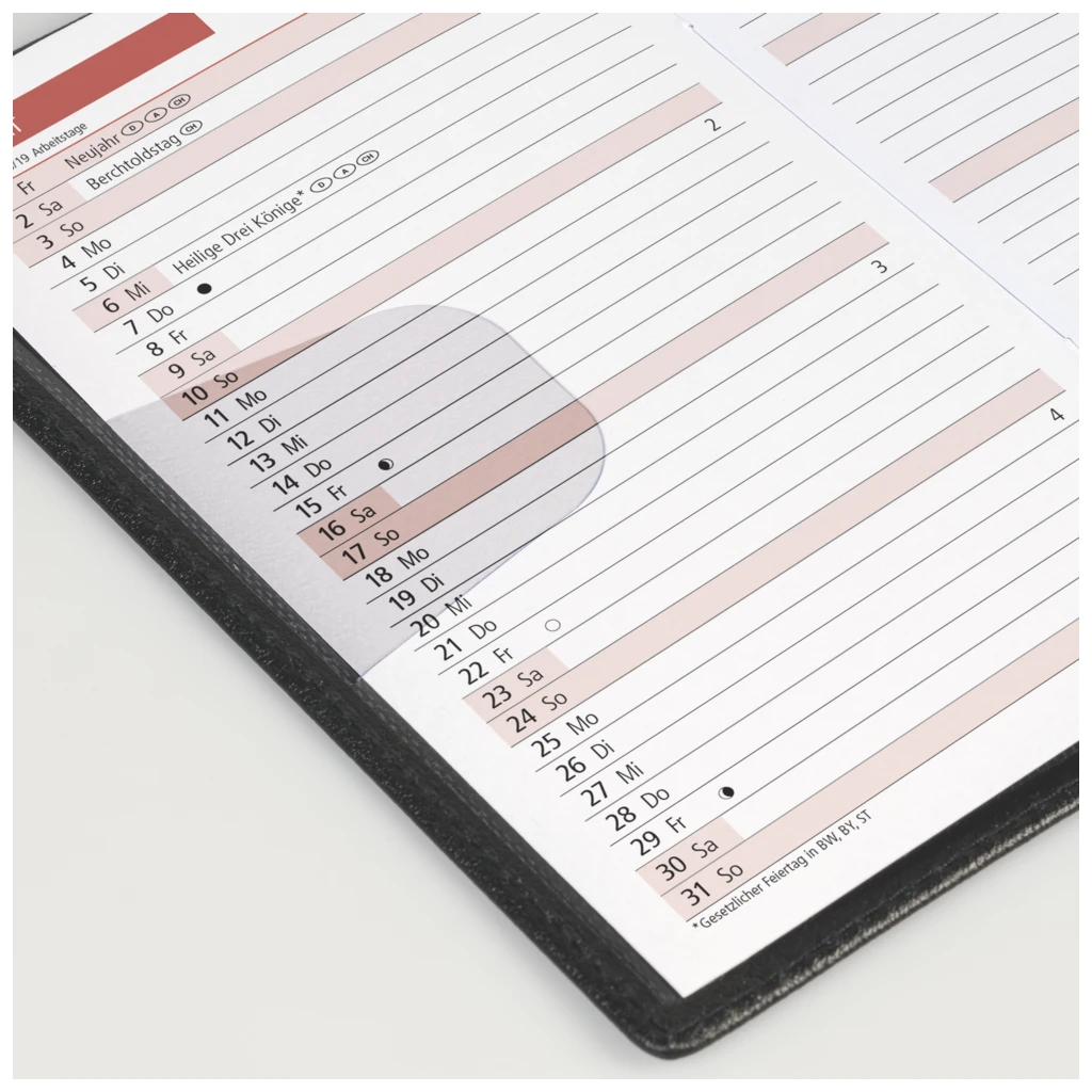 Taschenkalender Mod. TM 11 2027 | A6, Kunststoff, schwarz