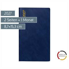 Taschenkalender Mod. Miniplaner d 15 2027 | A6, Kunststoff, dunkelblau