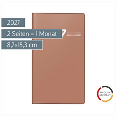 Taschenkalender Mod. Miniplaner d 15 2027 | A6, Kunststoff, caramel